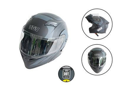 CASCO ARTICULADO PLOMO/NEGRO MATE CODIGO 90 M