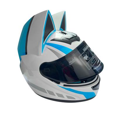 CASCO CON OREJAS BLANCO Y AZUL TALLA L