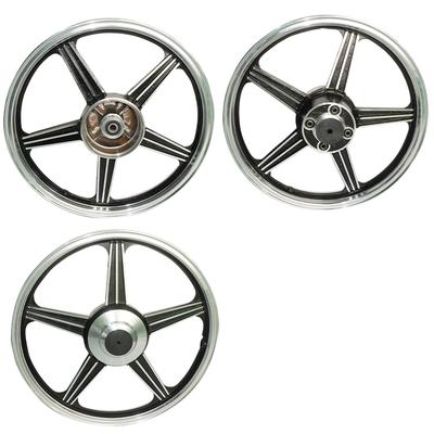 JUEGO DE AROS BUJES DE JEBE PLATA CON NEGRO