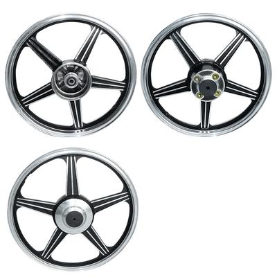 JUEGO DE AROS BUJES DE FIERRO PLATA CON NEGRO