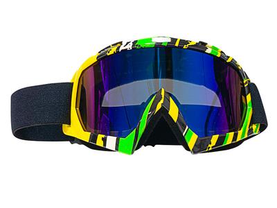 LENTES JASPEADO VERDE-AMARILLO-NEGRO MICA MULTICOLOR DE MOTO UNIVERSAL