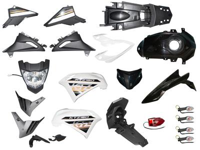 KIT PLASTICO XTZ150 (KTZ150) C/FAROS BLANCO/NEGRO - 2024