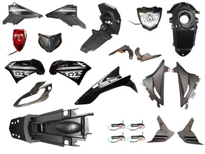 KIT PLASTICO XTZ150 (KTZ150) C/FAROS NEGRO - 2024